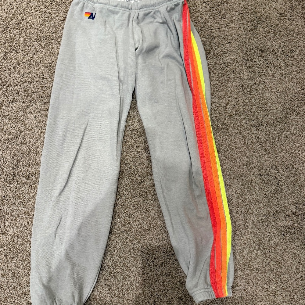 Aviator Nation 5 stripe - Gray with Orange and Yellow Stripe